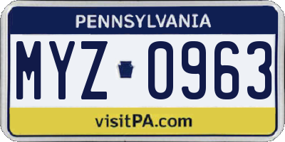PA license plate MYZ0963