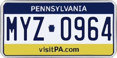 PA license plate MYZ0964
