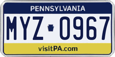 PA license plate MYZ0967