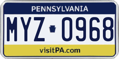 PA license plate MYZ0968