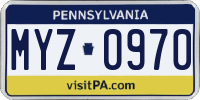 PA license plate MYZ0970