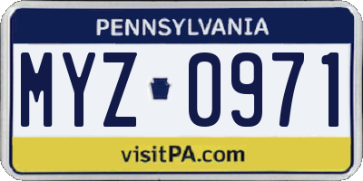 PA license plate MYZ0971