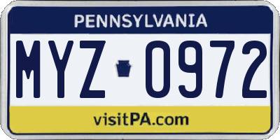 PA license plate MYZ0972