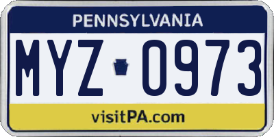 PA license plate MYZ0973