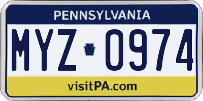 PA license plate MYZ0974