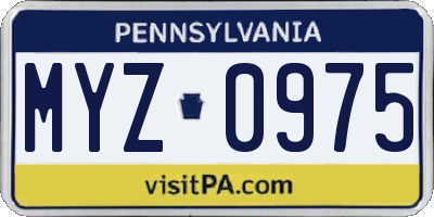 PA license plate MYZ0975