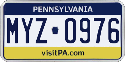 PA license plate MYZ0976