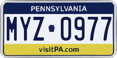 PA license plate MYZ0977