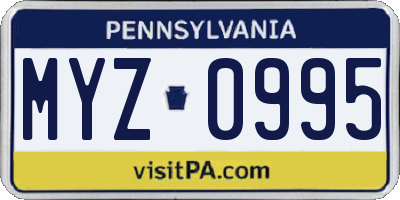 PA license plate MYZ0995