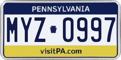PA license plate MYZ0997