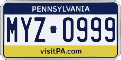 PA license plate MYZ0999