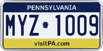 PA license plate MYZ1009