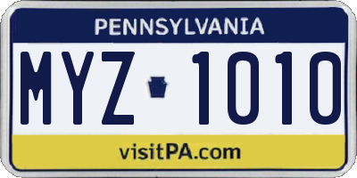 PA license plate MYZ1010