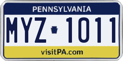 PA license plate MYZ1011