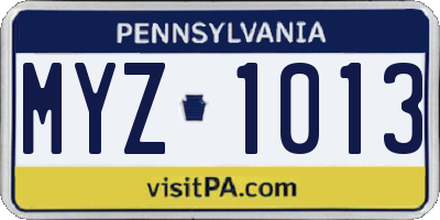 PA license plate MYZ1013