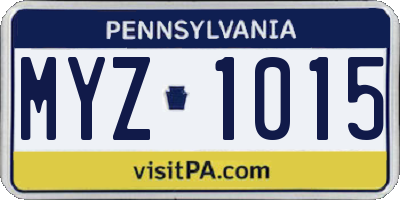 PA license plate MYZ1015