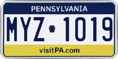 PA license plate MYZ1019