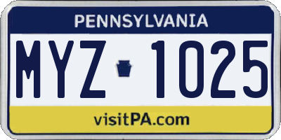 PA license plate MYZ1025