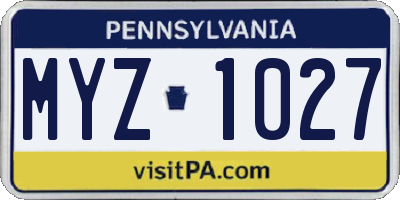 PA license plate MYZ1027