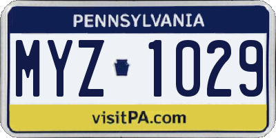 PA license plate MYZ1029