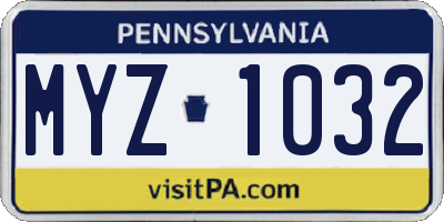 PA license plate MYZ1032