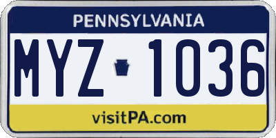 PA license plate MYZ1036