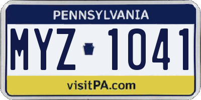 PA license plate MYZ1041