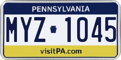 PA license plate MYZ1045