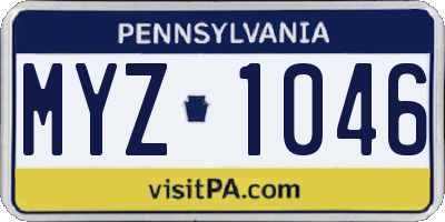 PA license plate MYZ1046