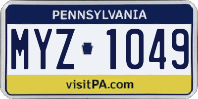 PA license plate MYZ1049