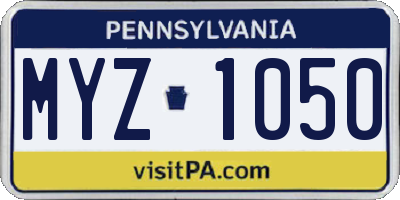 PA license plate MYZ1050