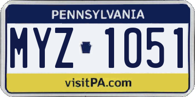 PA license plate MYZ1051