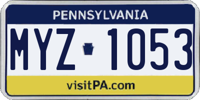 PA license plate MYZ1053