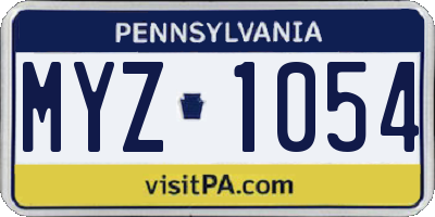 PA license plate MYZ1054