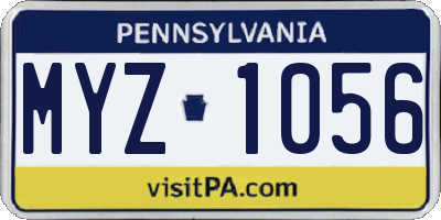 PA license plate MYZ1056