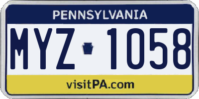 PA license plate MYZ1058