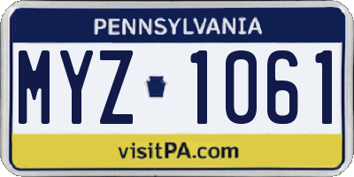 PA license plate MYZ1061