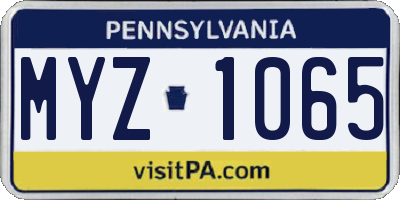 PA license plate MYZ1065