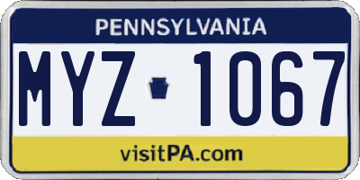 PA license plate MYZ1067