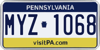 PA license plate MYZ1068
