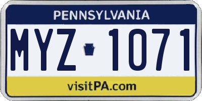 PA license plate MYZ1071