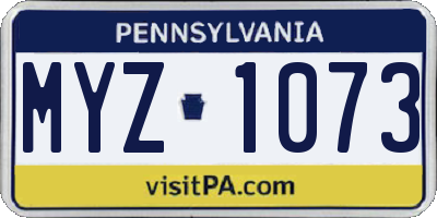 PA license plate MYZ1073