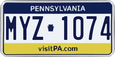 PA license plate MYZ1074