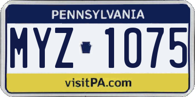 PA license plate MYZ1075