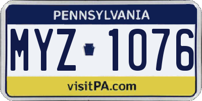 PA license plate MYZ1076