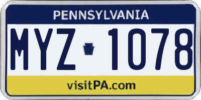 PA license plate MYZ1078