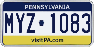 PA license plate MYZ1083