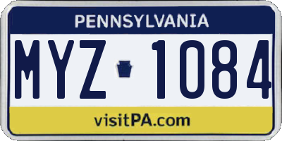 PA license plate MYZ1084