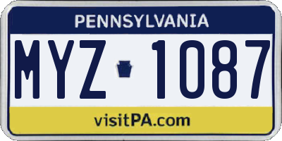 PA license plate MYZ1087