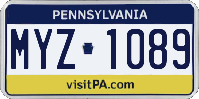PA license plate MYZ1089